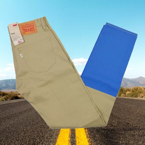 Levi's 508 Regular Fit Tapered Leg Men's Colorblock Urban Jeans Beige/blue 30x34 - Picture 12 of 12